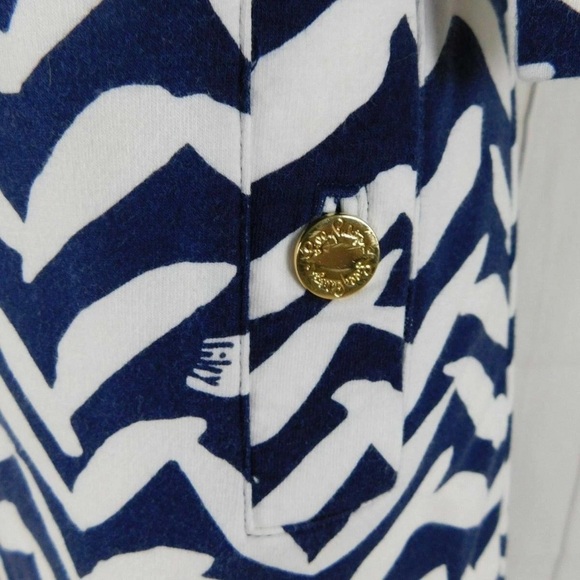 Lilly Pulitzer Navy & White I Got Lucky Bird Charlene Chevron Shift Dress - Picture 6 of 8